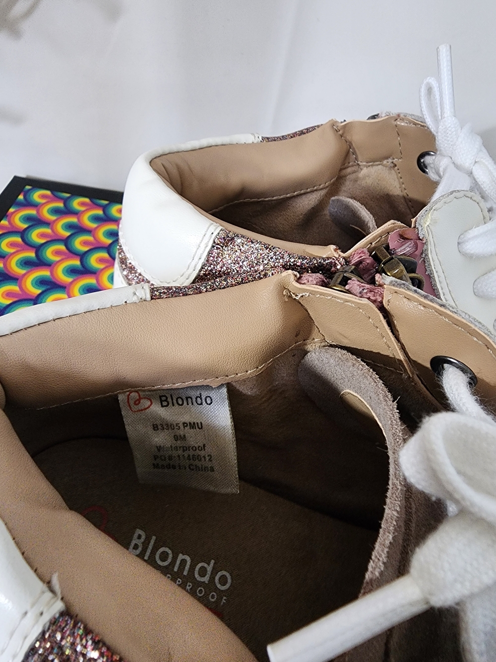 ​Blondo Giana Waterproof Glitter Sneakers - White/Rose Gold - Size 9M - Picture 6 of 12